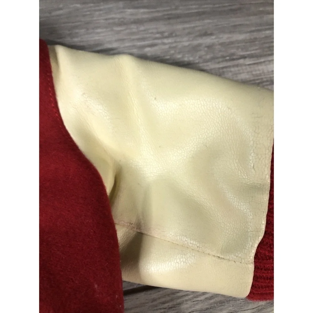 Miniature Red Wool Varsity Letterman Jacket for Pet or Doll Cream Sleeves Size S